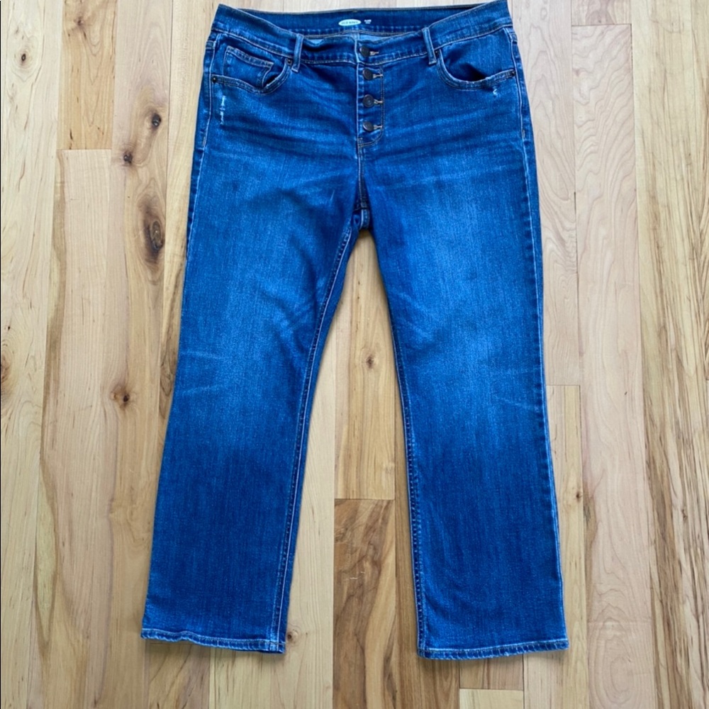 Old Navy Button Fly Flare Ankle Jeans